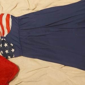 American Flag Strapless Maxi Dress
